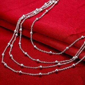 Layered 4 Strands Silver Steel Necklace Versatile Resort Formal Casual